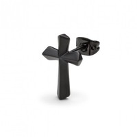 Monomania 31701H Ohrstecker Unisex Einzeln Kreuz Edelstahl Schwarz