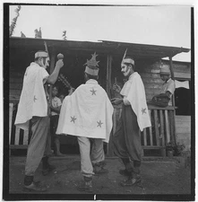 Men,Boy,Painted Faces,Costumes,Puerto Rico,maracas,guiro,cuatro,1944-1946