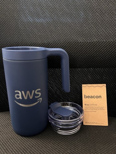New Amazon AWS Blue Stainless Steel Travel Mug Coffee Tumbler Swag Employee Item - Picture 5 of 12