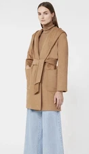 Max Mara New 12 Camel Rialto Wool Wrap Coat Missing Belt $3050