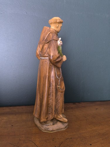 Statue ancienne Saint Antoine de Padoue signée Malsiner Nans Made in Italy - Picture 4 of 14