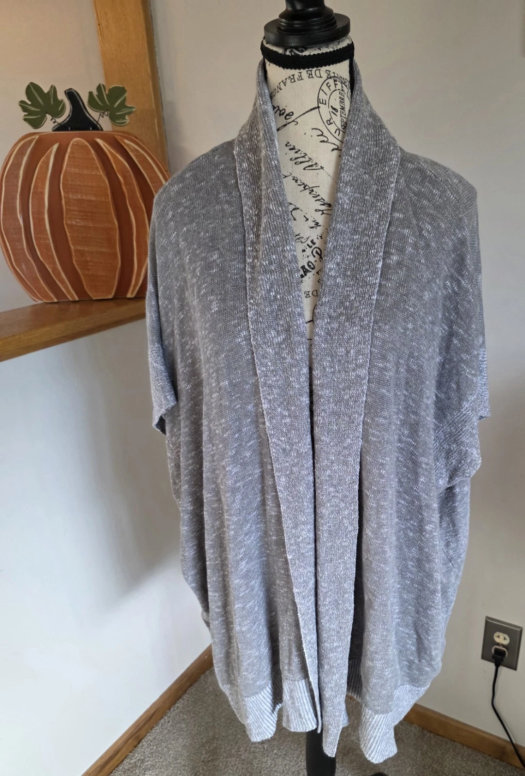 Eileen Fisher Heather Gray Cardigan Poncho Style. Size Xlg. Pre-owned