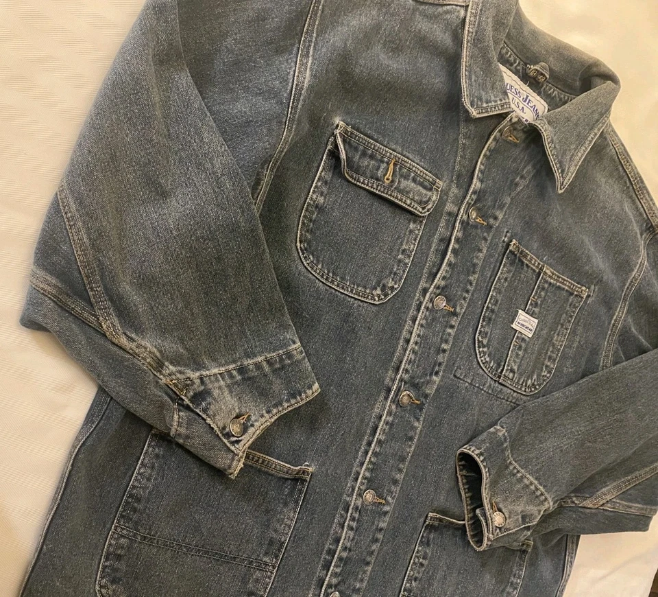 VTG Guess Jeans Workwear Denim Jean Jacket Coat Mens Large Baggy USA Made - Image 2 of 4
