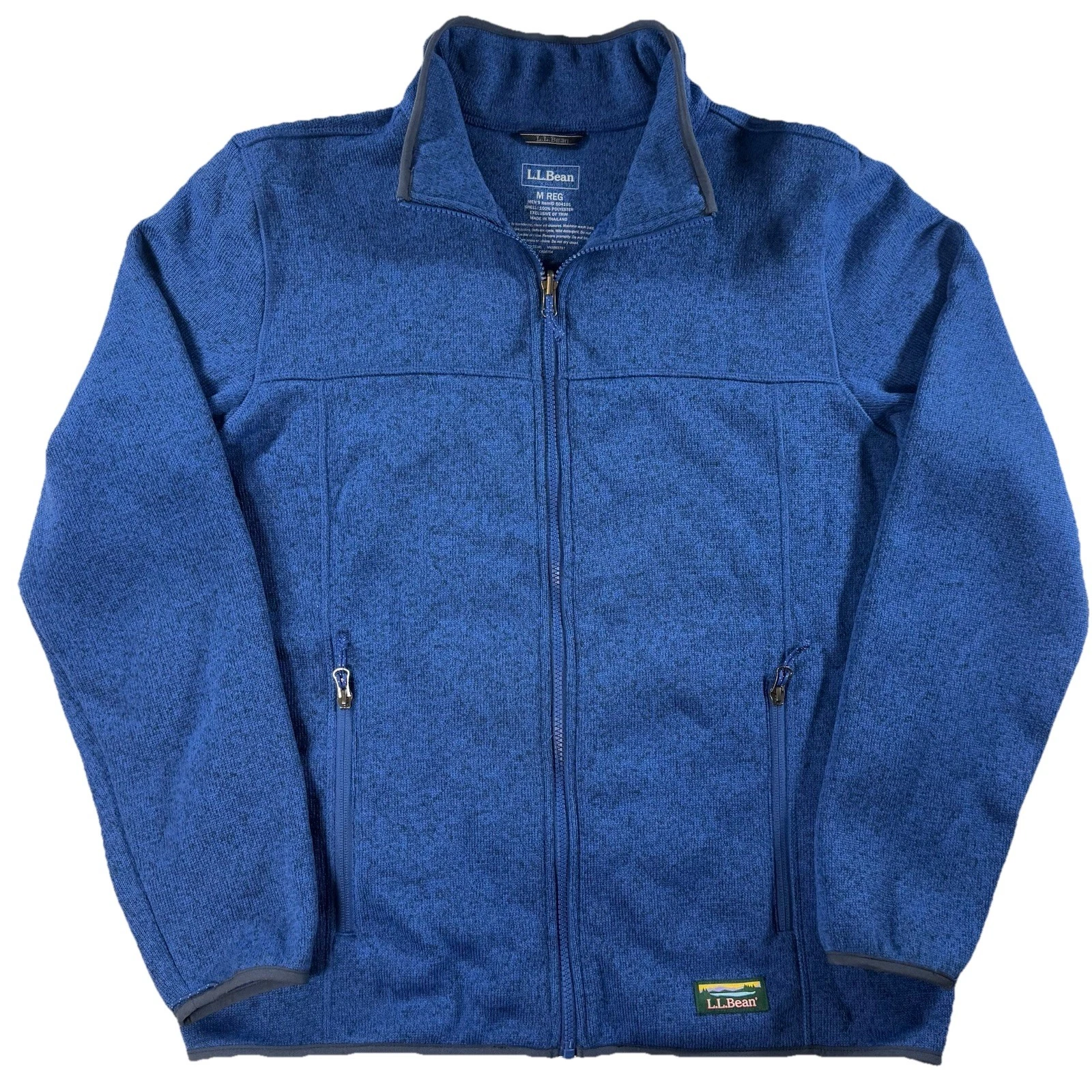 L.L Bean Fleece Full Zip Jacket Men’s M Medium Blue Logo Pockets