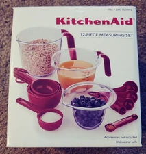 KitchenAid 12-piece Measuring Set, Cups and Spoons, Clear/Red, Dishwasher safe