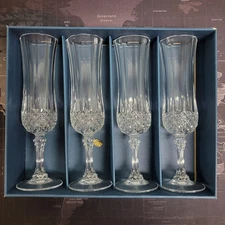 Vintage Longchamp Leaded Crystal Wine Glasses with Original Box- New