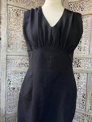 Kleines schwarzes Kleid lang 40 fr 12 uk BRITISH RETRO Made in London Boho Chic