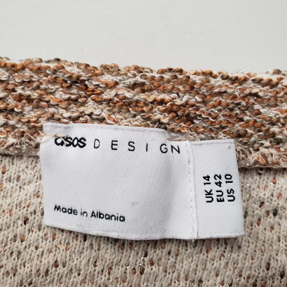 Minifalda con dobladillo con volantes de tweed talla 10 marrón coqueta neutra Preppy Academia de ASOS Foto 4 de 4