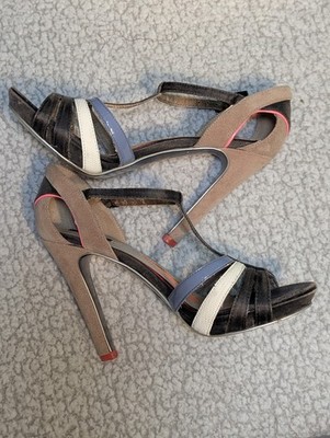 Diesel T-Strap Strappy Heels Leather/Suede 39