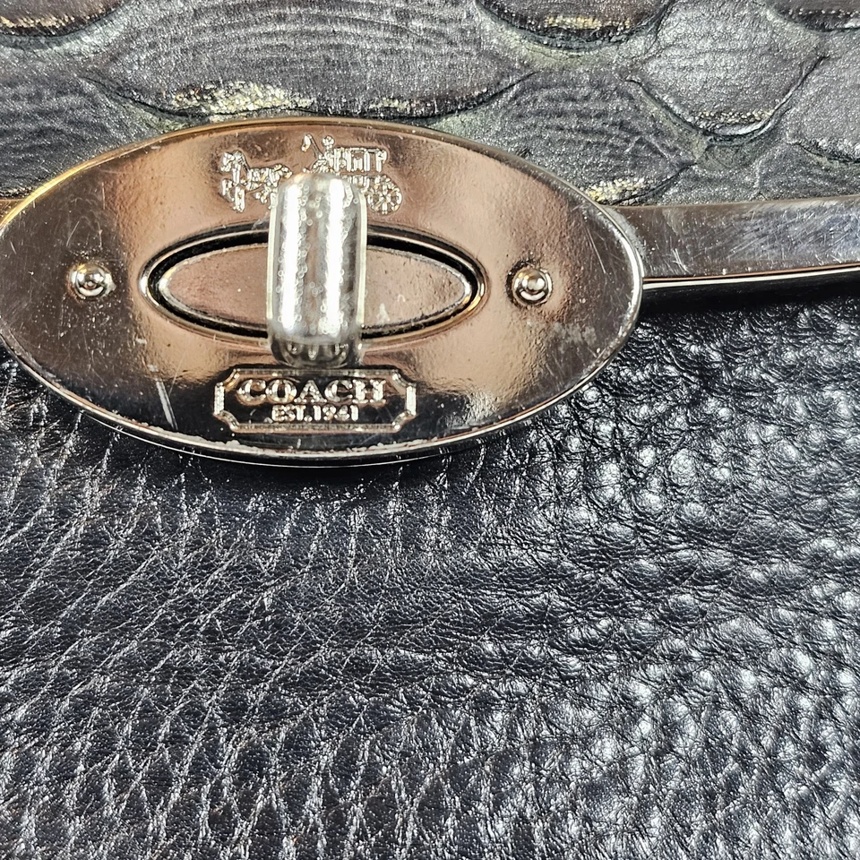 COACH Madison Sadie Flap Satchel Glitter Python(26338)Black Leather Handbag Used - Image 3 of 4