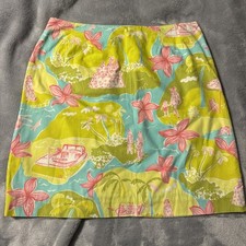 Lily Pulitzer Cotton skirt 4 Island Vacation Helicopter white label Vintage