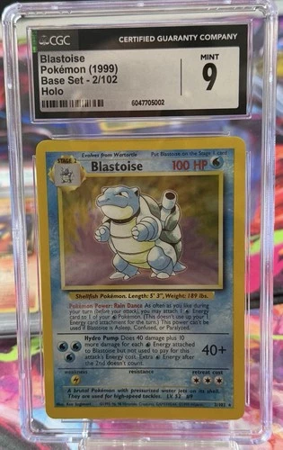 1999 Pokemon Base Set Holo Blastoise 2/102 Mint CGC 9 Vintage TCG