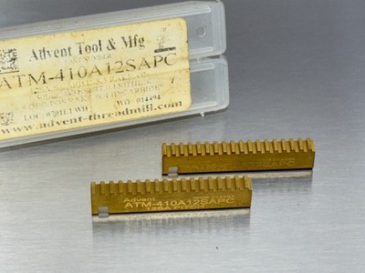 (2) Advent ATM-410A12SAPC Carbide Thread Mill Insert Stub ACME Internal 12 Pitch