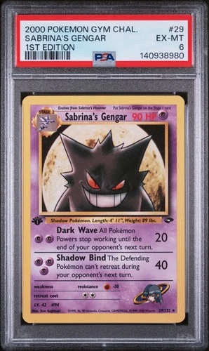 2000 POKEMON GYM CHALLENGE 1ST EDITION #29 SABRINA'S GENGAR PSA 6