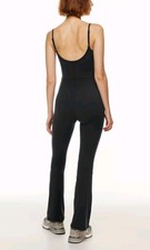 Aritzia Wilfred Free Divinity Kick Flare Jumpsuit Full Stretch Bodycon Black S.