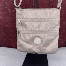 Borsa a tracolla Kipling Keiko vintage oro stellato metallizzato piccola mini 3 zip usata in ottime condizioni