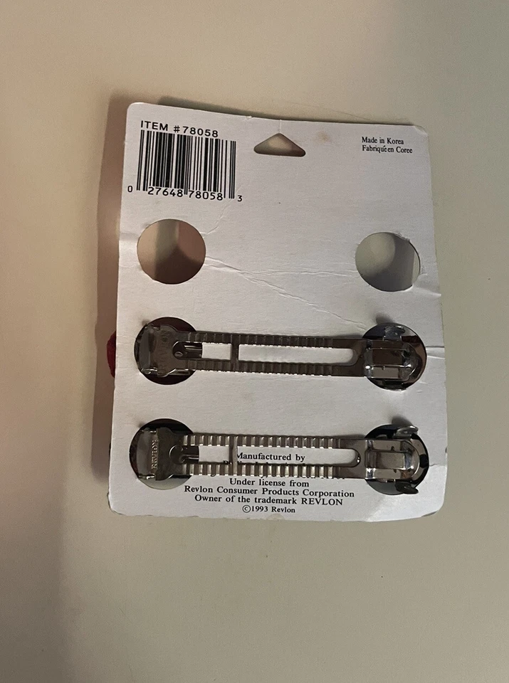 Vintage 1993 REVLON Barrette Black/Red Fabric Two - Image 2 of 4