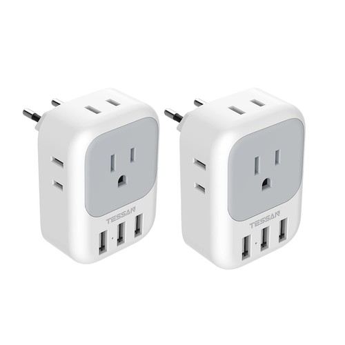 European Travel Plug Adapter 2 Pack, US to Europe Power Adapter with 4