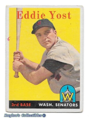     1958 ~ Topps #173 ~ Eddie Yost ~ Senators ~ Good=2 (Marked)