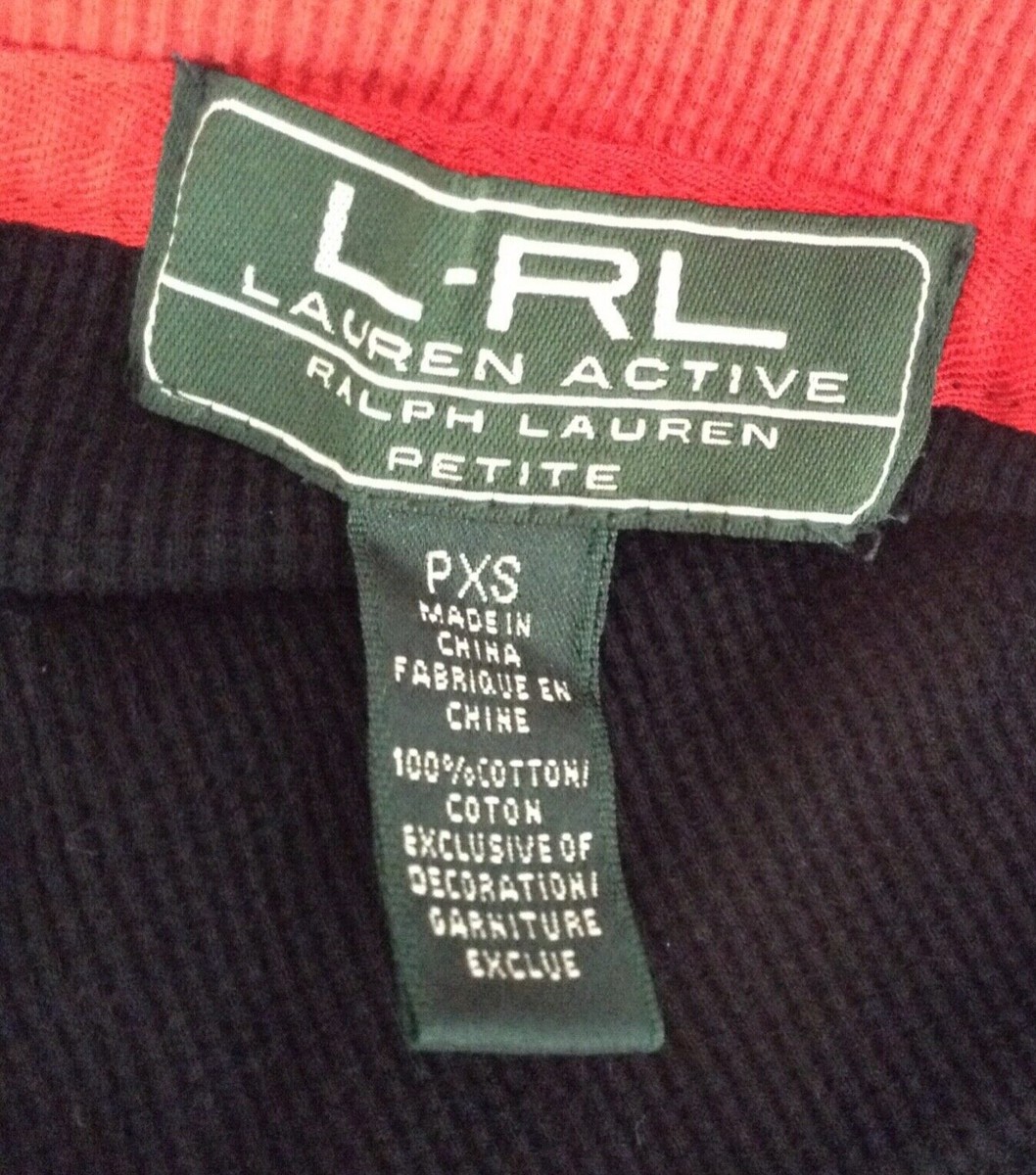 Ralph Lauren Womens Black Zippered Pullover Top with Red