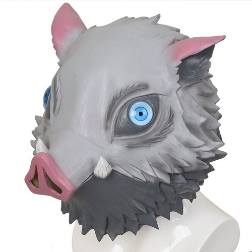 Demon Slayer Cosplay Inosuke Costume Maschera Pantaloni Tong Taglia a Scelta - Foto 8 di 22