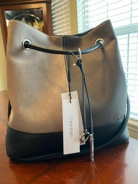 Calvin Klein Gabriana Logo Ombre Tote Bag, Almond Taupe Multicolor