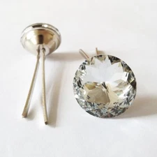 50 Pack Clear Rhinestone Crystal Buttons Glass Prong Upholstery DIY Decor