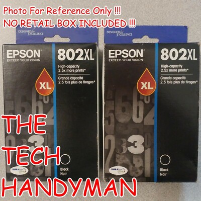 2-PACK EPSON GENUINE 802XL BLACK INK (NO RETAIL BOX) WORKFORCE PRO WF-4730