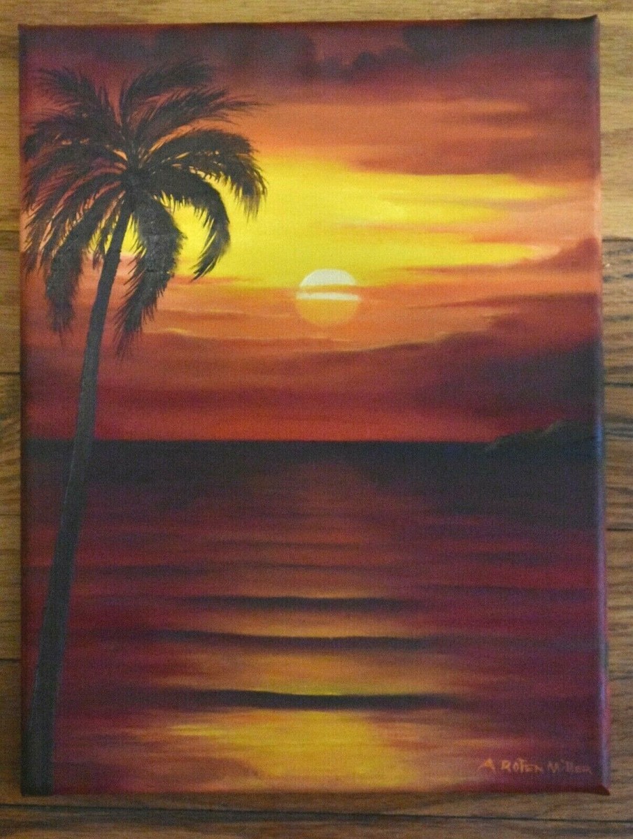 Tropical Sunset Oil Painting Burning Sky Sunset Artist