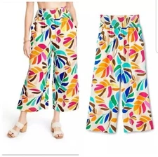 NEW Tabitha Brown Target XS Wide Leg Culotte Pants Tropical Colorful Resort