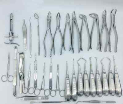 32 Pcs Oral Dental Surgery Extracting Elevators Forceps Instrument Kit