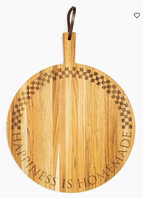 Mackenzie-Childs Happiness Is Homemade Oak Checkered Serving Cutting Board_New
