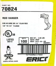 ERICO CADDY 70824 Rod Hanger #8 Wire Or 1/4 Plain Rod 1/8 To 1/4 Flange