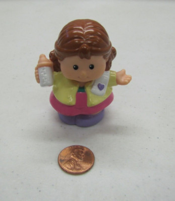 Fisher Price Little People Mom Mother Mommy W/ Baby Bottle For Happy House Woman