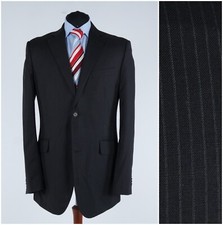Mens Striped Blazer 42L UK Size ANGELO BENELLI Dark Brown Wool Sport Coat Jacket
