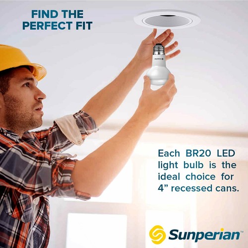 Sunperian 6 Pack BR20 LED Flood Bulb 6W 2700K Warm White 550lm Dimmable E26 - Picture 5 of 7
