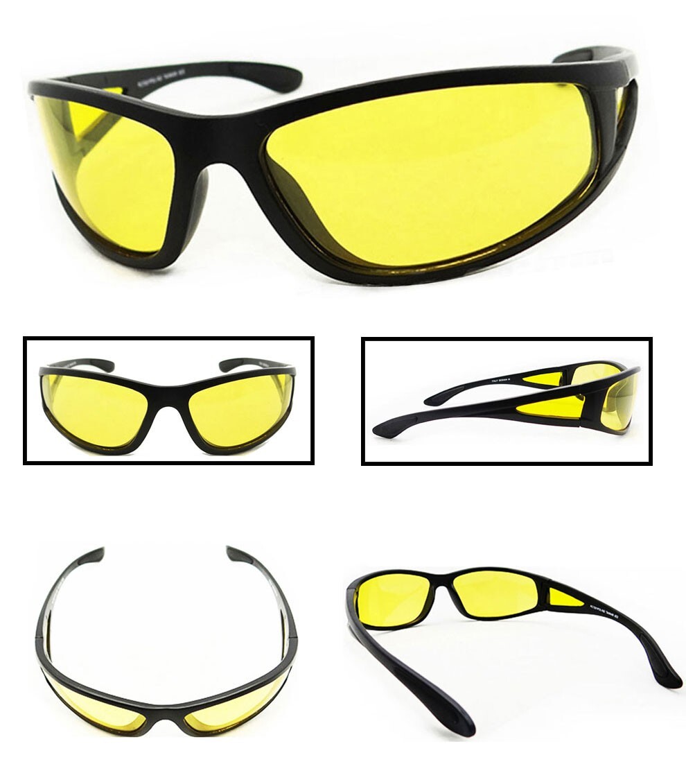Pilot Sunglasses Night Vision Driving Glasses Yellow Lens Anti Glare UV400
