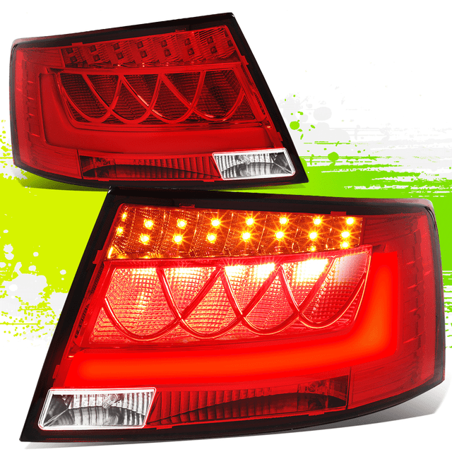 FOR 0508 AUDI C6 4F A6/S6 SEDAN RED HOUSING CLEAR LENS 3D LED BAR TAIL