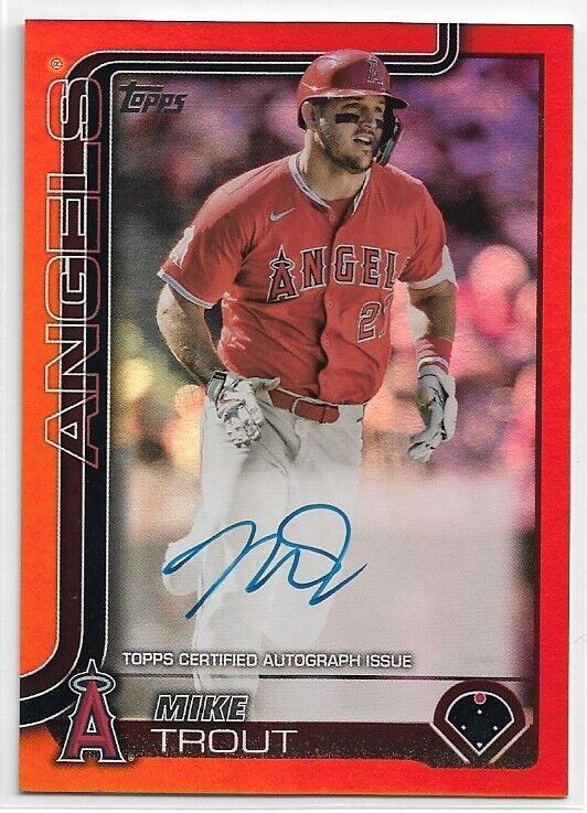2025 Topps Mike Trout #200 Flagship Orange Foil Auto #'d /25 2025 Topps Mike Trout #200 Flagship Orange Foil Auto #'d /25