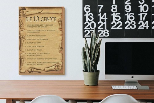 Holzschild Spruch 20x30 cm Die 10 Gebote Gottes bin Herr Deko Schild wooden sign - Picture 4 of 5