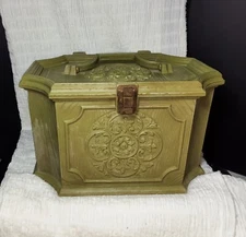 Vintage Sewing Box Max Klein Avocado Green SC-2015 with Notion Tray Faux Wood