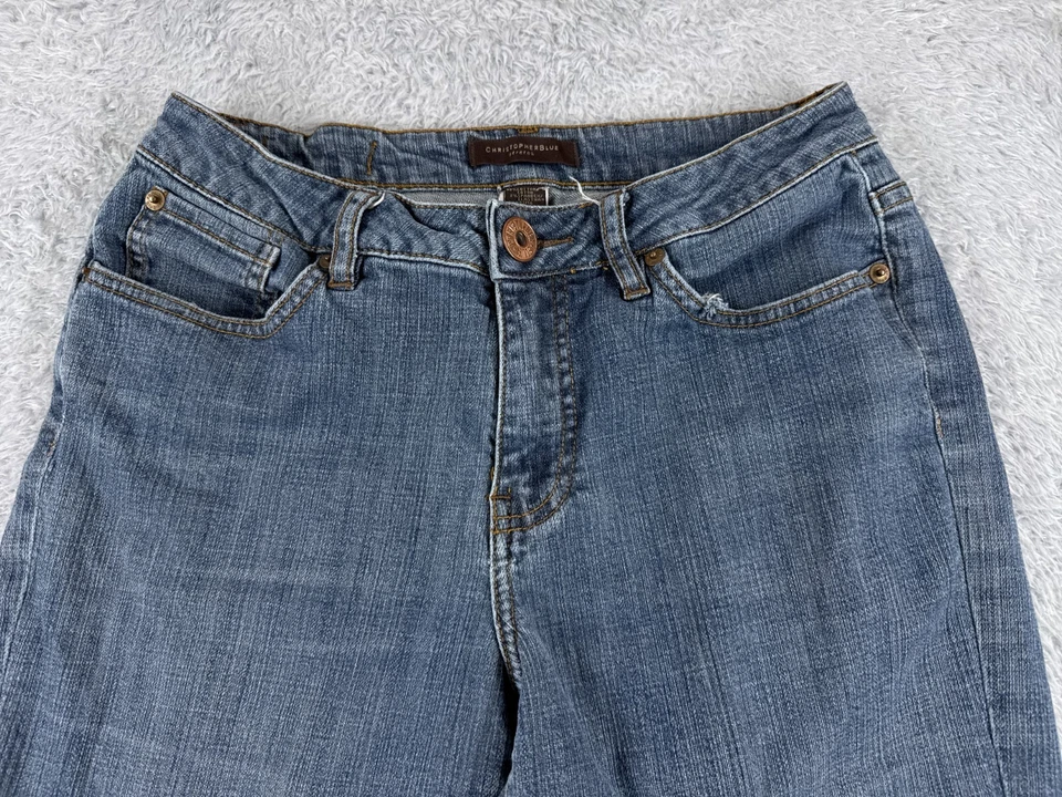 Pantalones de mezclilla Christopher Blue para mujer 10 azules pierna recta lavado medio 28x26 Foto 4 de 4