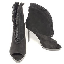 NIB $1200 BURBERRY Black Nadison Suede Bootie Size US 9/Fits US 8.5