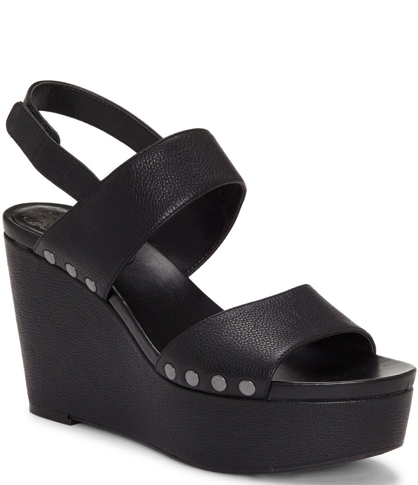 Vince Camuto Ventinda 2 Piece Leather Platform Wedge Sandals, Multip Sizes  Black | eBay