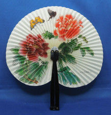 Vintage Handheld Pleated Paper Folding Fan Made in People's Republic of China L