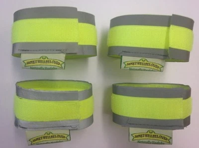 MUSTBEBONKERS DOG WALKING COLLAR REFLECTIVE HI VIS CUFFS STRIPS FLUORESCENT PROTECTION STRAPS