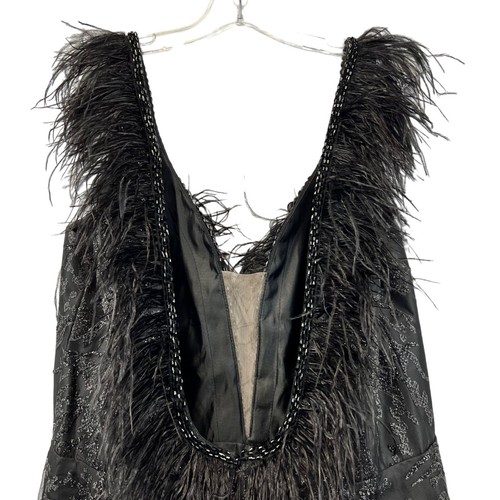 Alyce Paris 3174 V-Neck Backless A-Line Short Dress Black Glitter Sz 16 Feathers - Picture 7 of 11