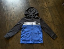 Adidas Athletic Full Zip Hoodie Jacket Boys Size 6 Blue Gray White EUC