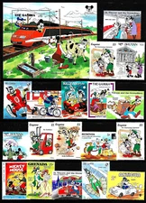 Disney Goofy 18 Postage Stamps and Souvenir Sheet MNH Train Cow Mickey Mouse Lot