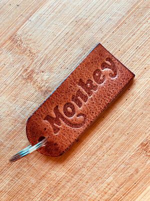 Leder Schlüsselanhänger leather keychain - Honda Monkey Z125A Retro Minibike